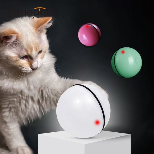 Benepaw Smart 360 Degree Self Rotating Ball Nontoxic Cat Toys Interactive Pet Kitten Game Led Light USB Charging Stimulate Hunt - TIKIJTRONICS # 0