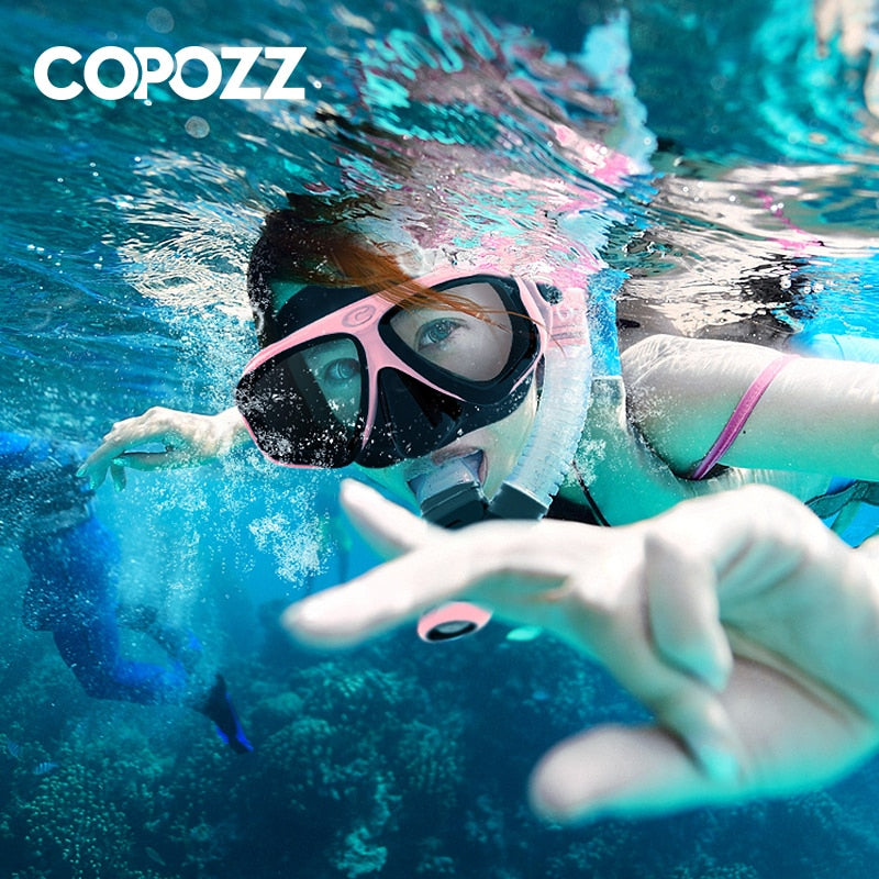 COPOZZ 2023 Scuba Diving Mask Set Anti Fog Goggles with Snorkel Glasses Tube Adjustable Strap for Women Men Adult Swimming Mask - TIKIJTRONICS # 0