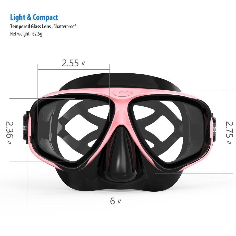 COPOZZ 2023 Scuba Diving Mask Set Anti Fog Goggles with Snorkel Glasses Tube Adjustable Strap for Women Men Adult Swimming Mask - TIKIJTRONICS # 0