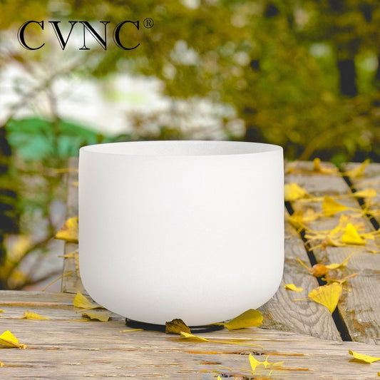 CVNC 8 Inch White Frosted Quartz Crystal Singing Bowl for Sound Healing Meditation Yoga with Free Mallet - TIKIJTRONICS # 0