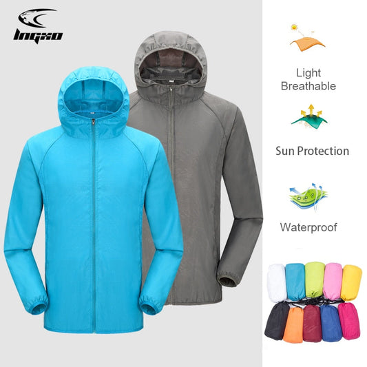 Camping Rain Jacket Men Women Waterproof Sun Protection Clothing Fishing Hunting Clothes Quick Dry Skin Windbreaker With Pocket - TIKIJTRONICS # 0