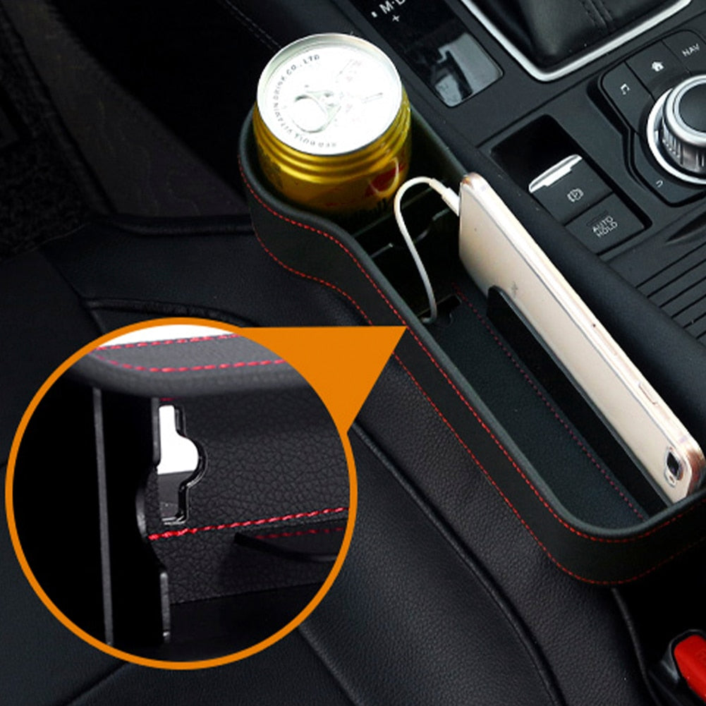 Car Seat Gap Storage Box Cup PU Leather Pocket Catcher Organizer Phone Bottle Cups Holder Multifunctional Car Accessories.