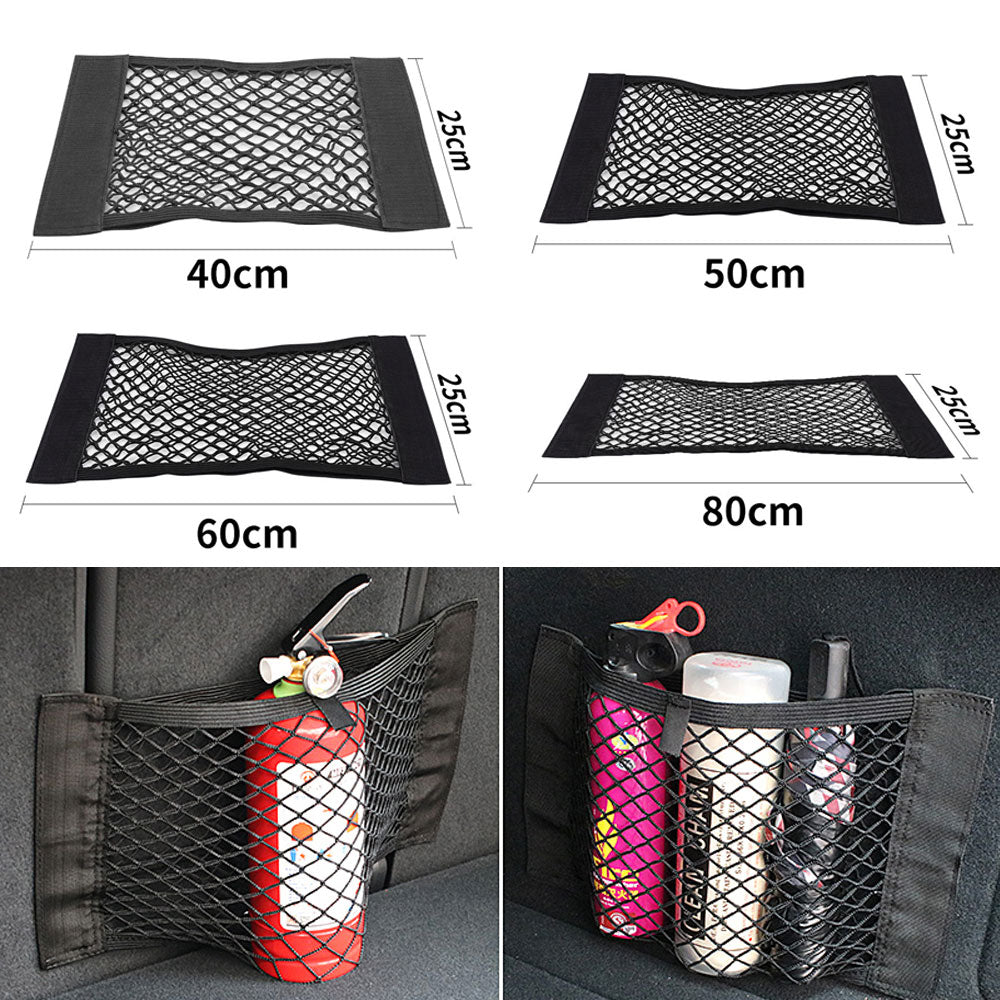 Car Back Rear Trunk Organizer Net Mesh Seat Elastic String Magic Sticker Universal Storage Bag Pocket Auto Organizer - TIKIJTRONICS 0 SPECIFICATIONSType: Trunk Box / BagOrigin: Mainland ChinaMaterial Type: Elastic MeshFunction 5: Net in the TrunkFunction 4: Car Trunk NetFunction 3: Auto OrganizerFunction 2: Trunk OrganizerFunction 1: Organizer for CarFeature: Car Organizer TIKIJTRONICS  (Store description)