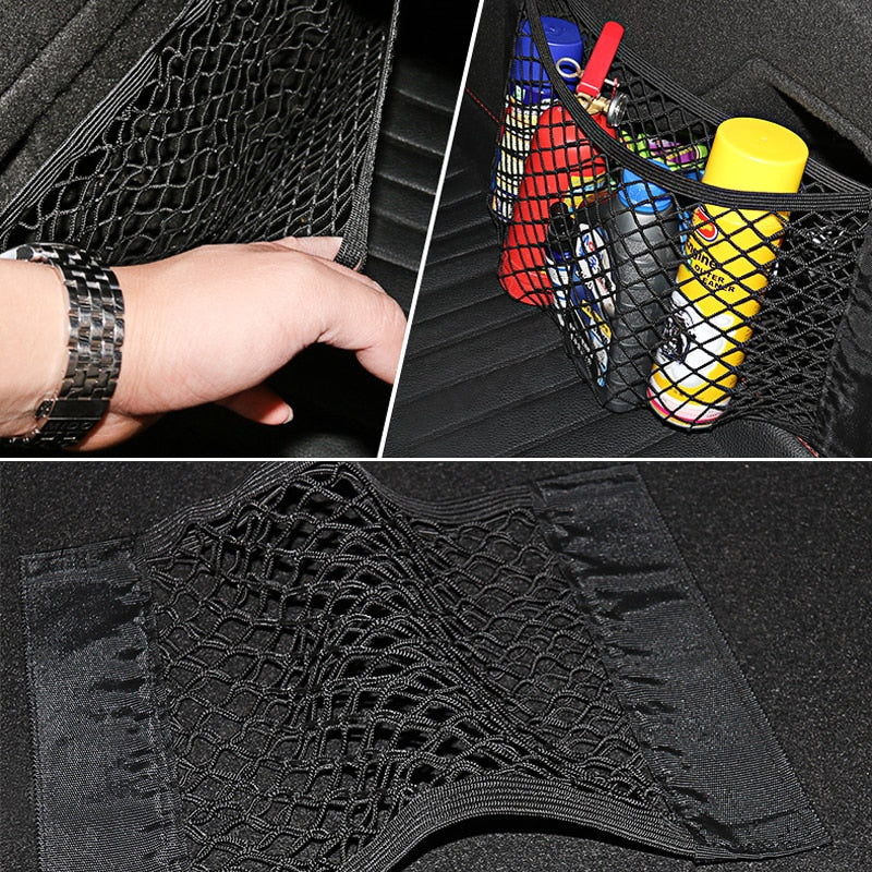 Car Back Rear Trunk Organizer Net Mesh Seat Elastic String Magic Sticker Universal Storage Bag Pocket Auto Organizer - TIKIJTRONICS 0 SPECIFICATIONSType: Trunk Box / BagOrigin: Mainland ChinaMaterial Type: Elastic MeshFunction 5: Net in the TrunkFunction 4: Car Trunk NetFunction 3: Auto OrganizerFunction 2: Trunk OrganizerFunction 1: Organizer for CarFeature: Car Organizer TIKIJTRONICS  (Store description)