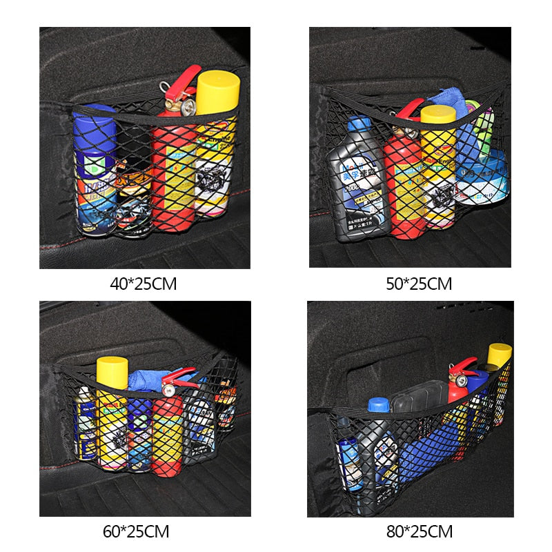 Car Back Rear Trunk Organizer Net Mesh Seat Elastic String Magic Sticker Universal Storage Bag Pocket Auto Organizer - TIKIJTRONICS 0 SPECIFICATIONSType: Trunk Box / BagOrigin: Mainland ChinaMaterial Type: Elastic MeshFunction 5: Net in the TrunkFunction 4: Car Trunk NetFunction 3: Auto OrganizerFunction 2: Trunk OrganizerFunction 1: Organizer for CarFeature: Car Organizer TIKIJTRONICS  (Store description)