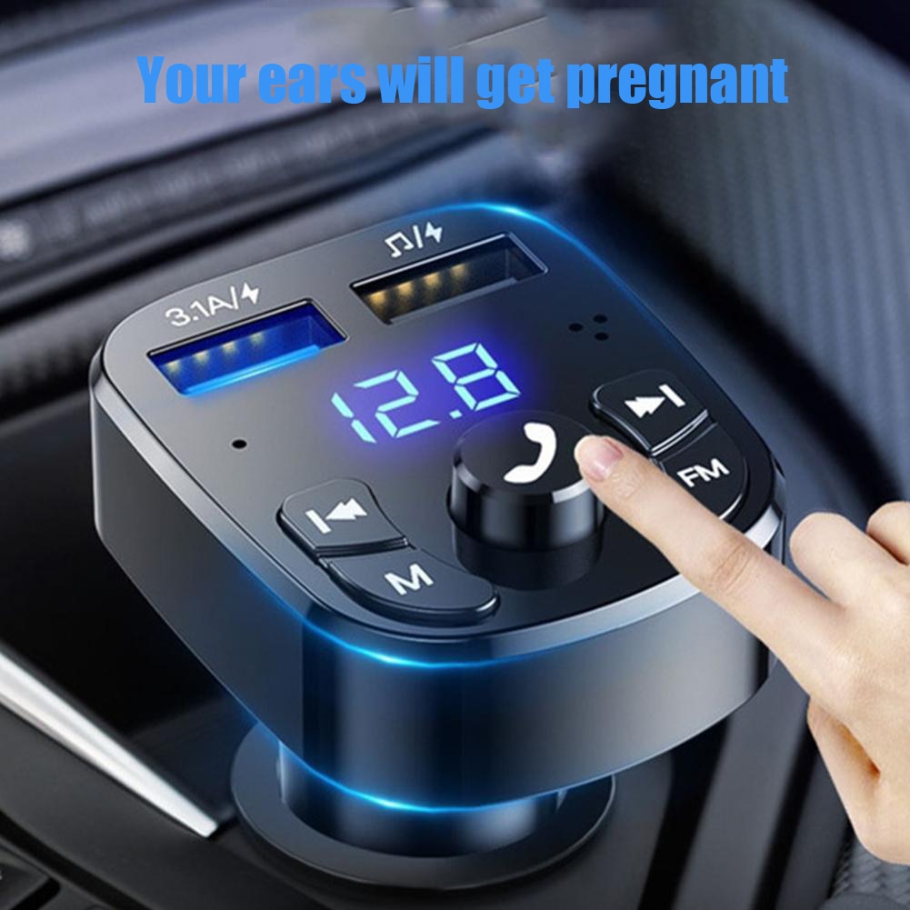 Car Hands-free Bluetooth-compaitable 5.0 FM Transmitter Car Kit MP3 Modulator Player Handsfree Audio Receiver 2 USB Fast Charger - TIKIJTRONICS # 0