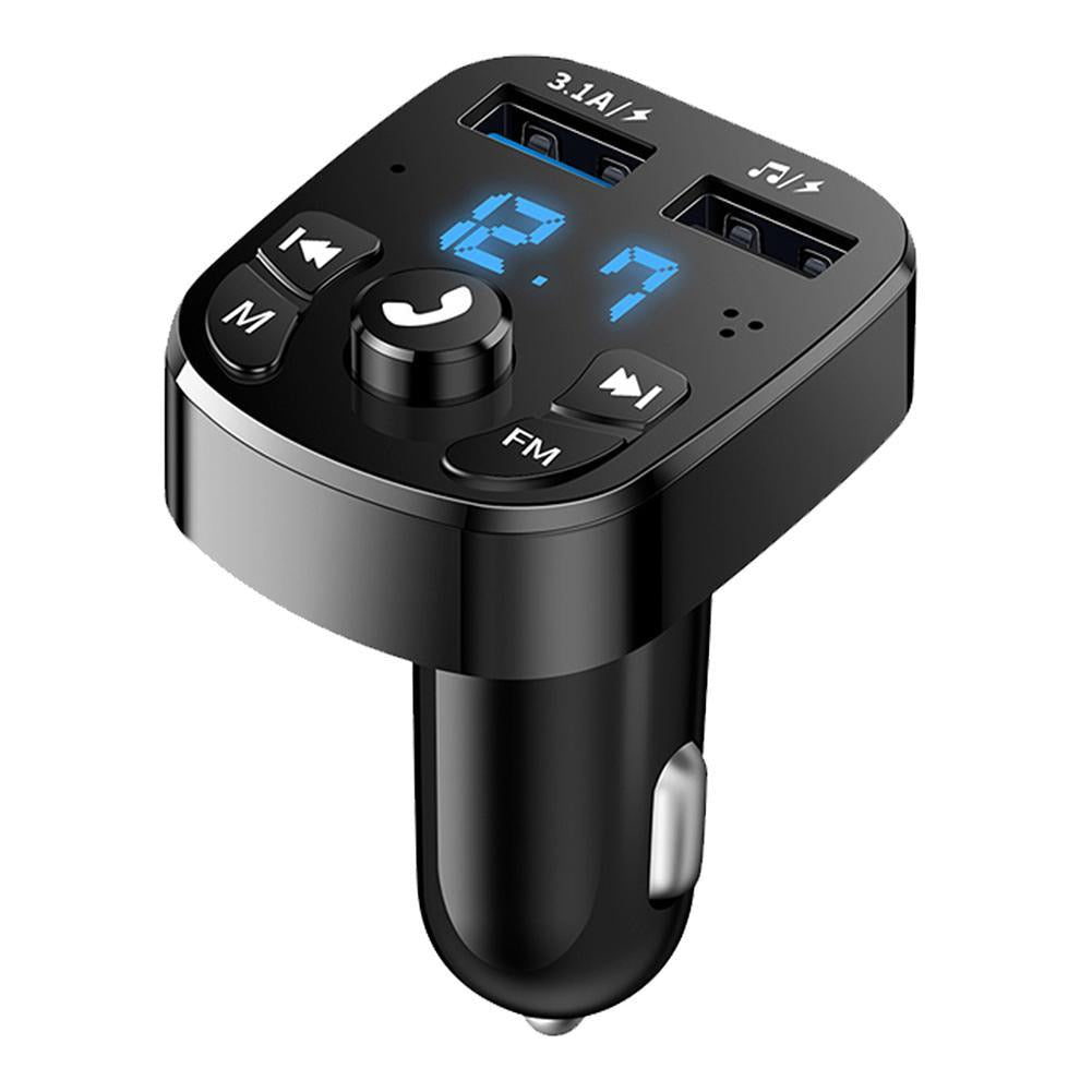 Car Hands-free Bluetooth-compaitable 5.0 FM Transmitter Car Kit MP3 Modulator Player Handsfree Audio Receiver 2 USB Fast Charger - TIKIJTRONICS # 0