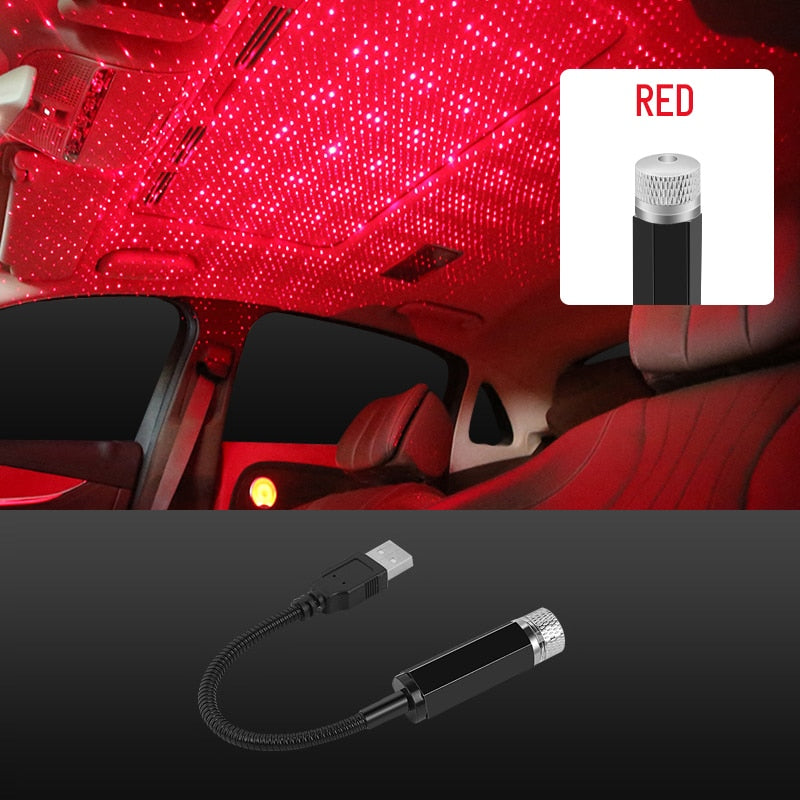 Car Roof Star Light Interior LED Starry Laser Atmosphere Ambient Projector USB Auto Decoration Night Home Decor Galaxy Lights - TIKIJTRONICS 0 SPECIFICATIONSproduct name: car roof star lightfeatures: car atmosphere ambient lightcolor: red blue purpleWattage: 5wOrigin: Mainland ChinaItem Type: Atmosphere LampInterface Type: USBCertification: CEBrand Name: Fccemc TIKIJTRONICS  (Store description)