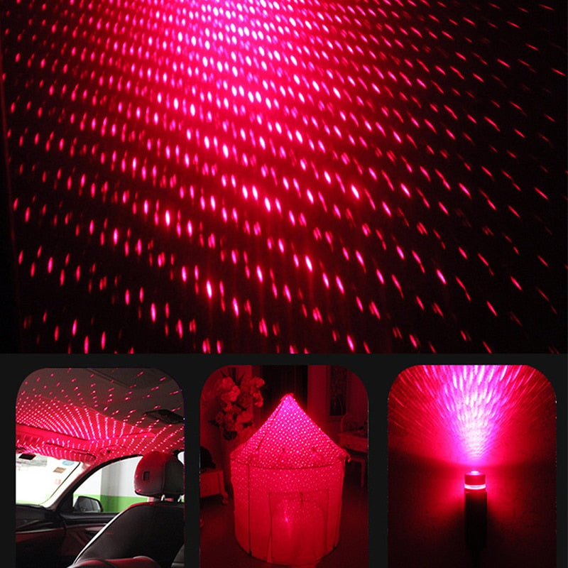 Car Roof Star Light Interior LED Starry Laser Atmosphere Ambient Projector USB Auto Decoration Night Home Decor Galaxy Lights - TIKIJTRONICS 0 SPECIFICATIONSproduct name: car roof star lightfeatures: car atmosphere ambient lightcolor: red blue purpleWattage: 5wOrigin: Mainland ChinaItem Type: Atmosphere LampInterface Type: USBCertification: CEBrand Name: Fccemc TIKIJTRONICS  (Store description)