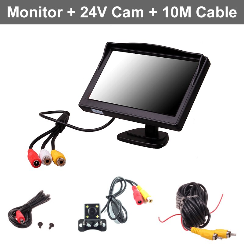 Car Truck Bus 5 Inch 12V 24V HD LED Stand Monitor Screen with Rear View Reverse Backup Camera Parking Kit Combo Home CCTV - TIKIJTRONICS 0 SPECIFICATIONSWire or Wireless: WireShell Material: PlasticOrigin: Mainland ChinaMaterial Type: AbsLens Material: Plastic + GlassLength of Video Cable: 6M,10MGuiding Line: YesCertification: CE,FCCBrand Name: HIT CARAlarm Type: Rear Side,Alarm Systems,Vehicle Backup Cameras TIKIJTRONICS  (Store description)