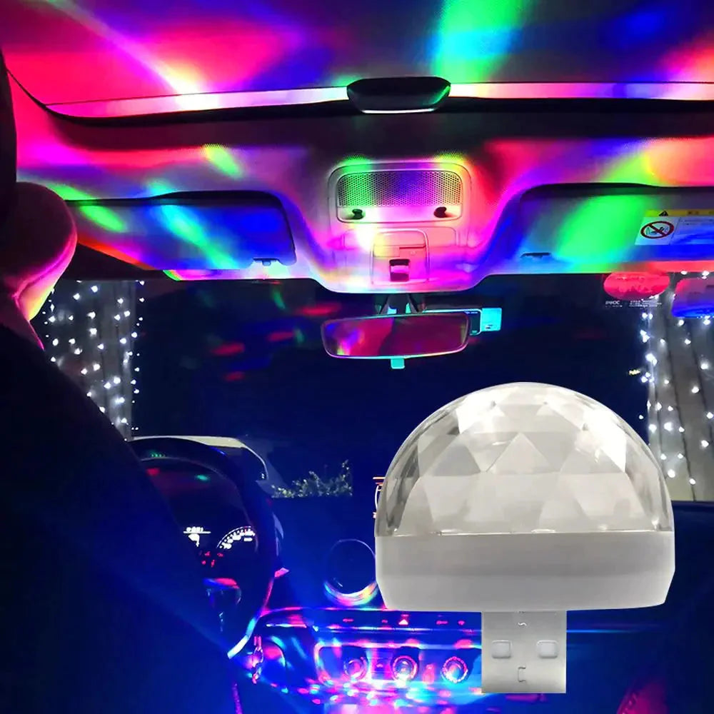 Car USB Ambient Light DJ RGB Mini Colorful Music Sound Led Apple 5V Interface Holiday Party Atmosphere Interior Dome Trunk Lamp - TIKIJTRONICS # 