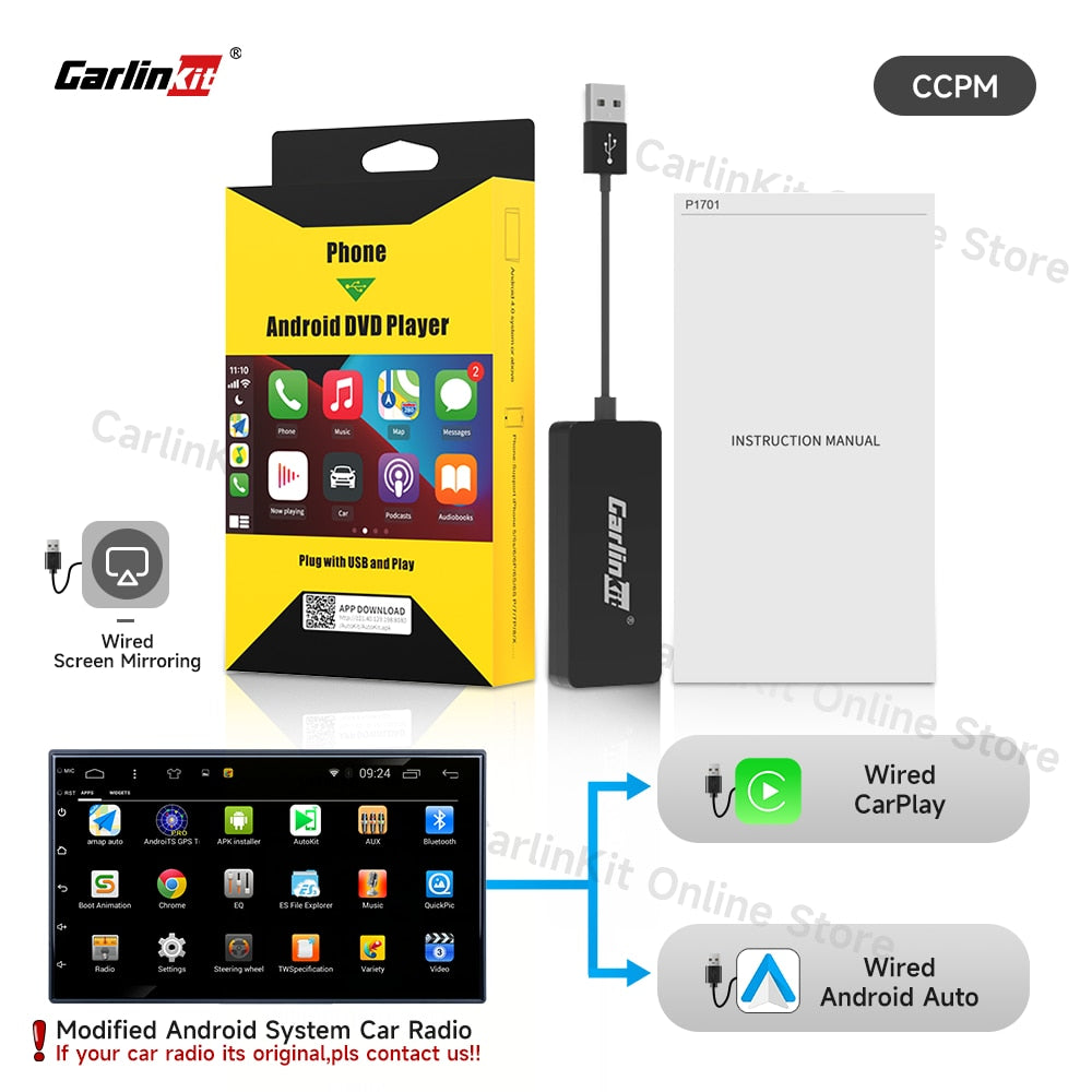 Carlinkit Wired/Wireless CarPlay Wireless Android Auto Dongle Mirror For Modify Android Screen Car Ariplay  Smart Link IOS 14 15.