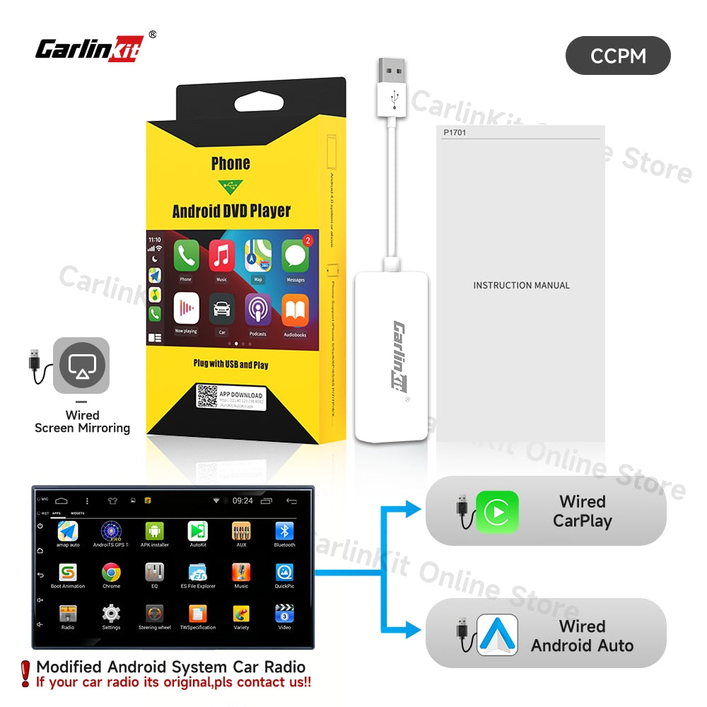 Carlinkit Wired/Wireless CarPlay Wireless Android Auto Dongle Mirror For Modify Android Screen Car Ariplay  Smart Link IOS 14 15.