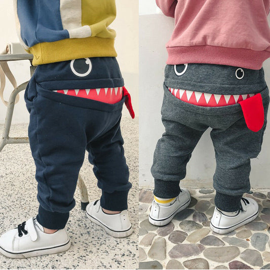 Casual Baby Children Pants Toddler Boys Cute Big Mouth Monster Trousers Costumes Long Cototn Infant Cartoon Pants - TIKIJTRONICS # 0