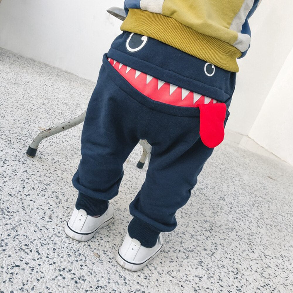 Casual Baby Children Pants Toddler Boys Cute Big Mouth Monster Trousers Costumes Long Cototn Infant Cartoon Pants - TIKIJTRONICS # 0