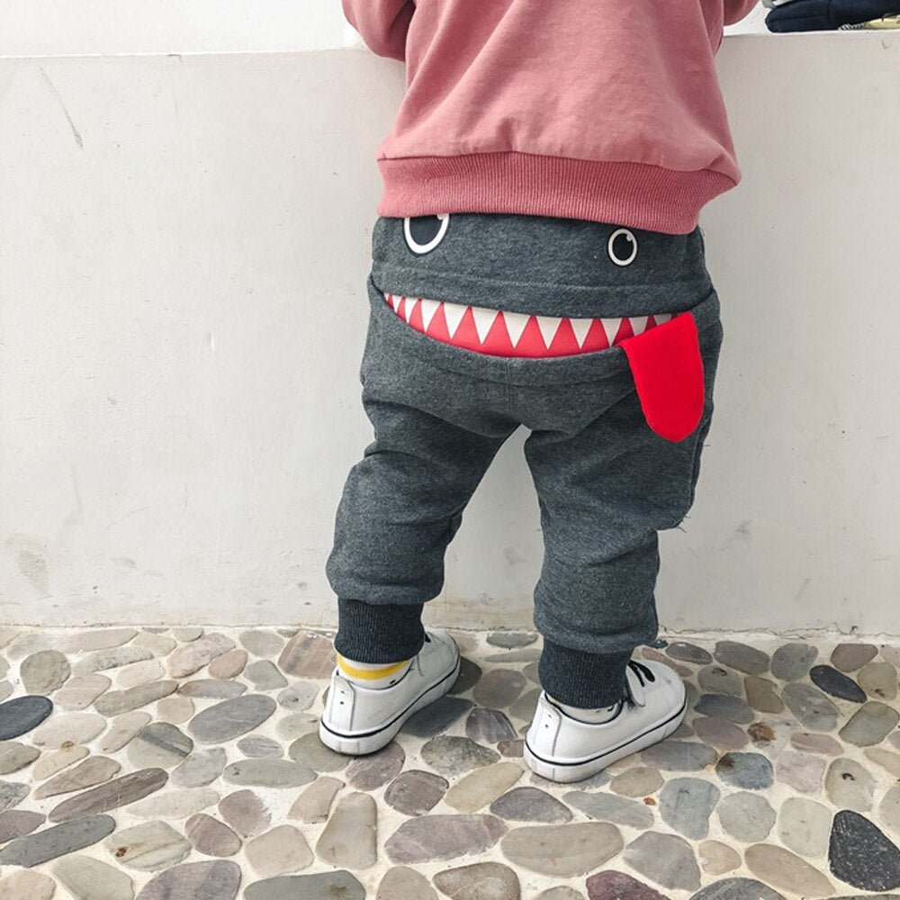 Casual Baby Children Pants Toddler Boys Cute Big Mouth Monster Trousers Costumes Long Cototn Infant Cartoon Pants - TIKIJTRONICS # 0