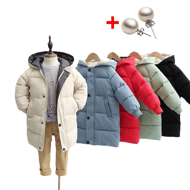 Children's Down Coat Winter Teenage Baby Boys Girls Cotton-padded Parka & Coats Thicken Warm Long Jackets Toddler Kids Outerwear - Premium 0 from TIKIJTRONICS - Just $16.70! Shop now at TIKIJTRONICS