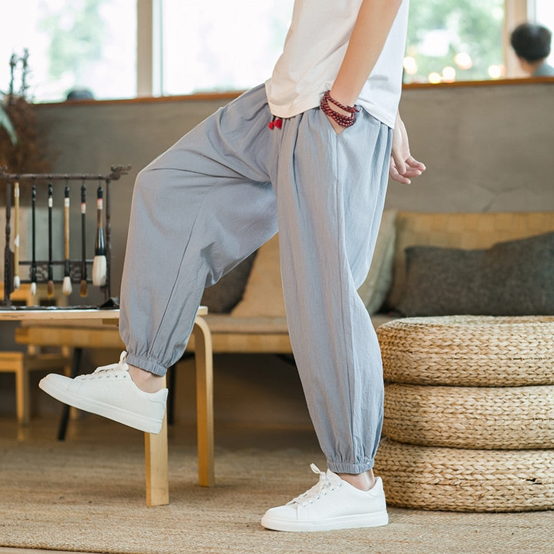 Chinese Style Harem Pants Men Streetwear Casual Joggers Mens Pants Cotton Linen Sweatpants Ankle-length Men Trousers M-5XL - Premium 0 from TIKIJTRONICS - Just $12.31! Shop now at TIKIJTRONICS