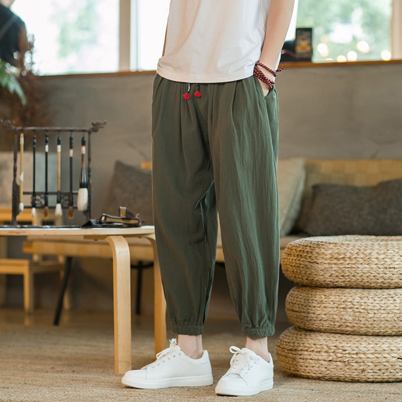 Chinese Style Harem Pants Men Streetwear Casual Joggers Mens Pants Cotton Linen Sweatpants Ankle-length Men Trousers M-5XL - Premium 0 from TIKIJTRONICS - Just $12.31! Shop now at TIKIJTRONICS