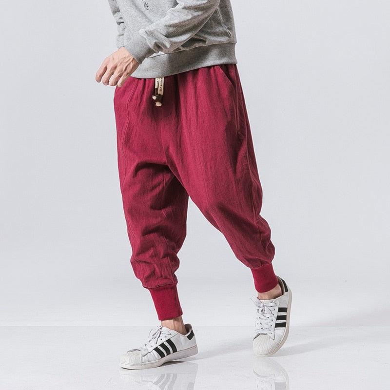 Chinese Style Harem Pants Men Streetwear Casual Joggers Mens Pants Cotton Linen Sweatpants Ankle-length Men Trousers M-5XL - TIKIJTRONICS # 0