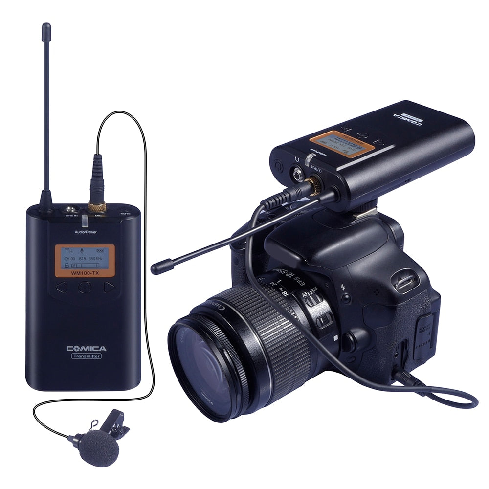 Comica CVM-WM100 UHF 48 Channels Wireless Lavalier Lapel Microphone System for Canon Nikon Sony DSLR Cameras/Smartphones - Premium 0 from TIKIJTRONICS - Just $118.15! Shop now at TIKIJTRONICS