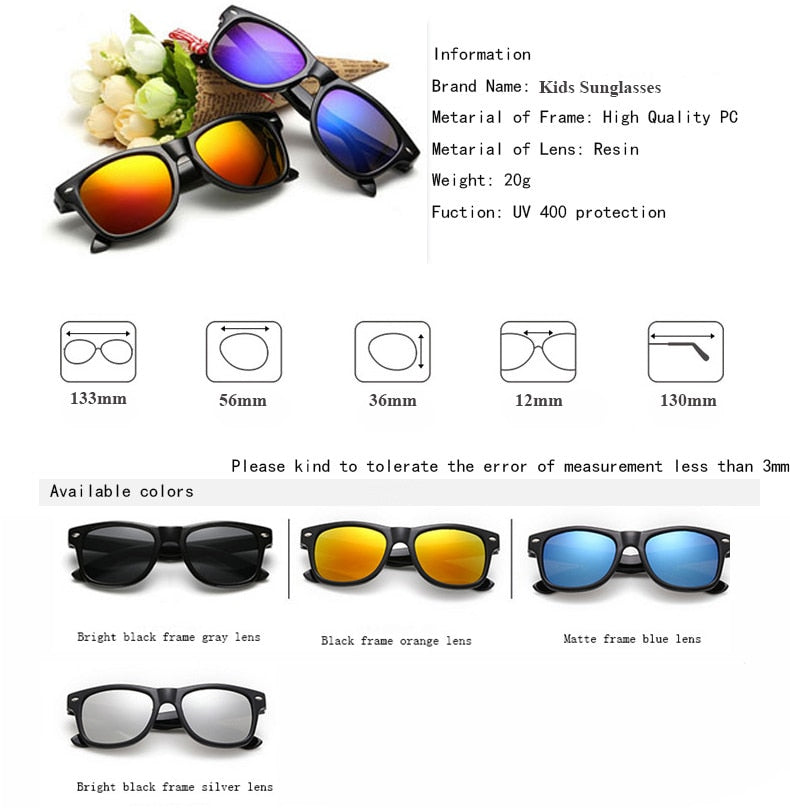 Cool 6-15 Years Kids Sunglasses Sun Glasses for Children Boys Girls Fashion Eyewares Coating Lens UV 400 Protection With Case - Premium 0 from TIKIJTRONICS - Just $4.40! Shop now at TIKIJTRONICS