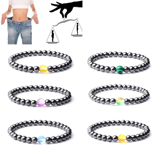 Cool Weight Loss Magnetic Therapy Bracelet Health Care 6mm Beads Hematite Bracelet Natural Stone Moonstone Charm Jewelry Pulsera - TIKIJTRONICS # 0