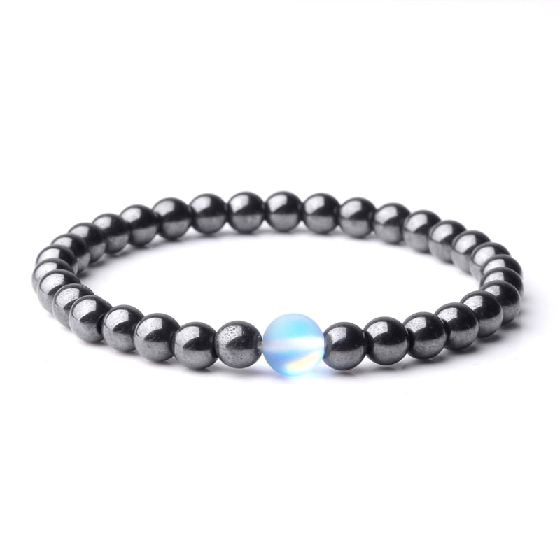 Cool Weight Loss Magnetic Therapy Bracelet Health Care 6mm Beads Hematite Bracelet Natural Stone Moonstone Charm Jewelry Pulsera - TIKIJTRONICS # 0