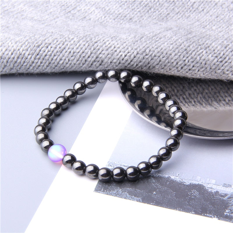 Cool Weight Loss Magnetic Therapy Bracelet Health Care 6mm Beads Hematite Bracelet Natural Stone Moonstone Charm Jewelry Pulsera - TIKIJTRONICS # 0