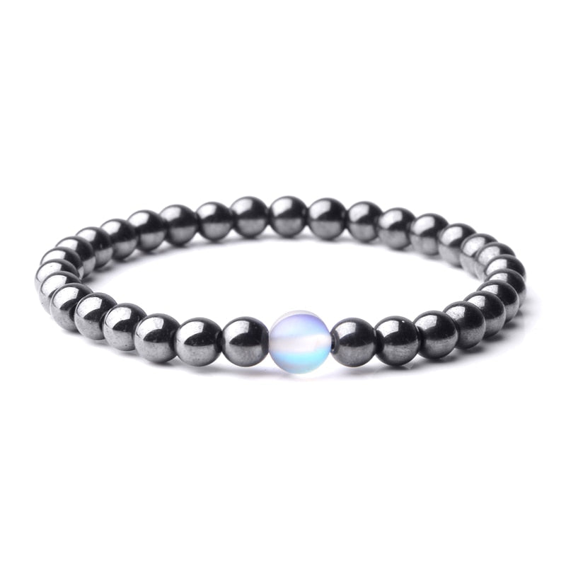 Cool Weight Loss Magnetic Therapy Bracelet Health Care 6mm Beads Hematite Bracelet Natural Stone Moonstone Charm Jewelry Pulsera - TIKIJTRONICS # 0