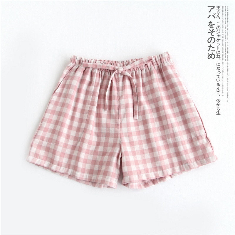 Couple pajamas summer cotton gauze shorts Japanese style simple elastic waist casual large size lattice men and women home pants - TIKIJTRONICS 0 SPECIFICATIONSSexually Suggestive: NoSeason: summerPattern Type: PlaidOrigin: Mainland ChinaObscene Picture: NoModel Number: JD-GZDKMaterial Composition: CottonMaterial: CottonLength: ShortsItem Type: Sleep BottomsGender: WOMENFabric Type: WovenClosure Type: DrawstringBrand Name: CLOUD COTTON STORY TIKIJTRONICS  (Store description)