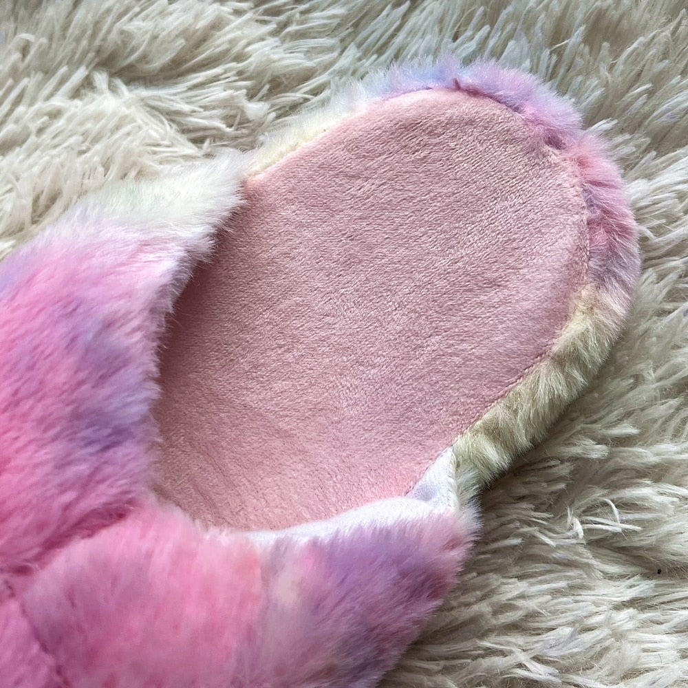 Cute Cartoon Alpaca House Women Fur Slippers Winter Warm Plush Parent-Child Floor Slides Indoor Bedroom Girls Fluffy Slippes - TIKIJTRONICS # 0