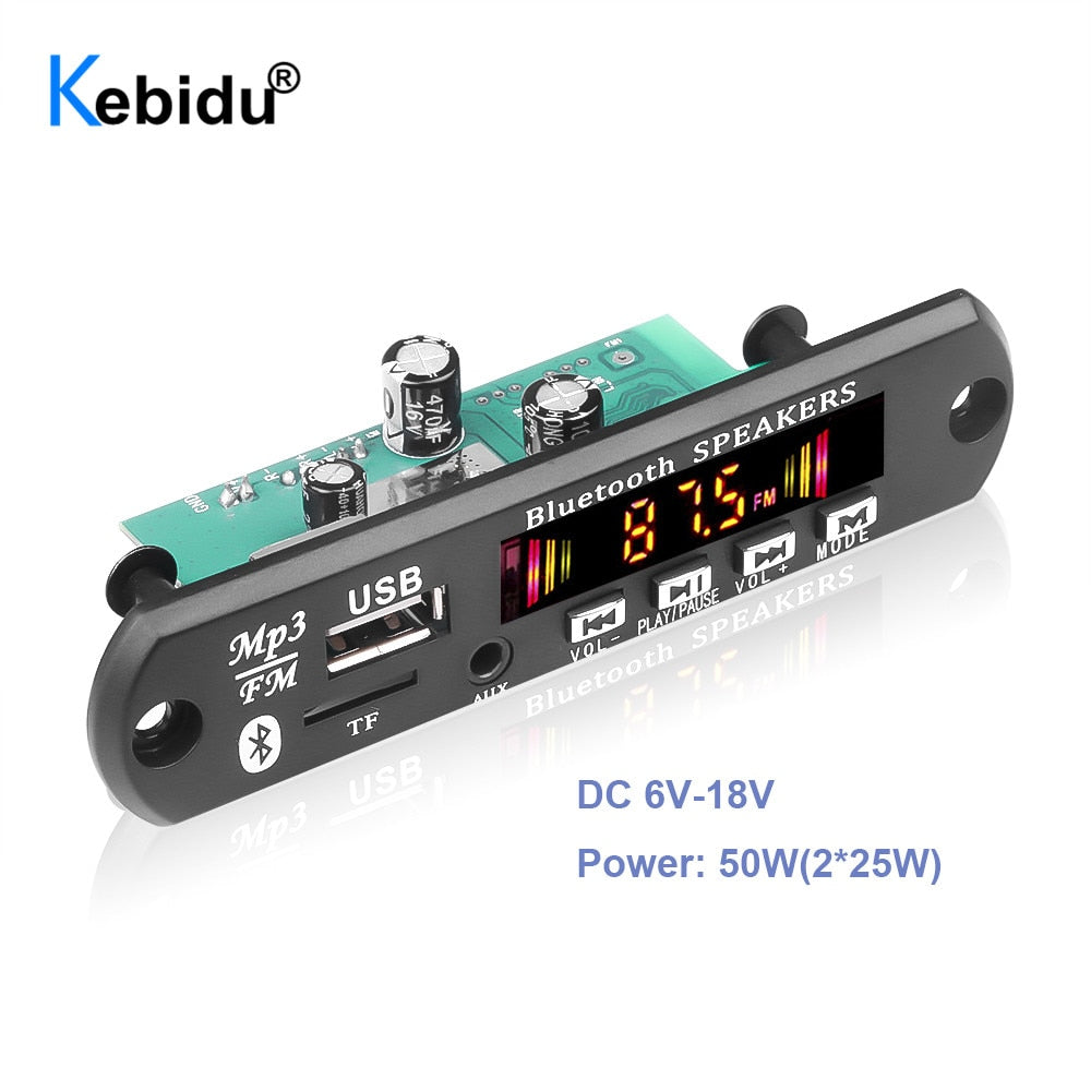 DC 5V 18V 50W Amplifier MP3 Decoder Board Bluetooth V5.0 Car MP3 Player USB FM AUX Radio Recording Module For Speaker Handsfree - TIKIJTRONICS # 0