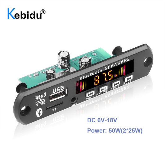 DC 5V 18V 50W Amplifier MP3 Decoder Board Bluetooth V5.0 Car MP3 Player USB FM AUX Radio Recording Module For Speaker Handsfree - TIKIJTRONICS # 0