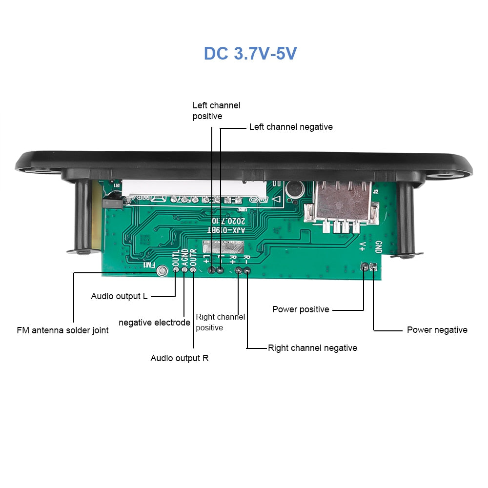 DC 5V 18V 50W Amplifier MP3 Decoder Board Bluetooth V5.0 Car MP3 Player USB FM AUX Radio Recording Module For Speaker Handsfree - TIKIJTRONICS # 0