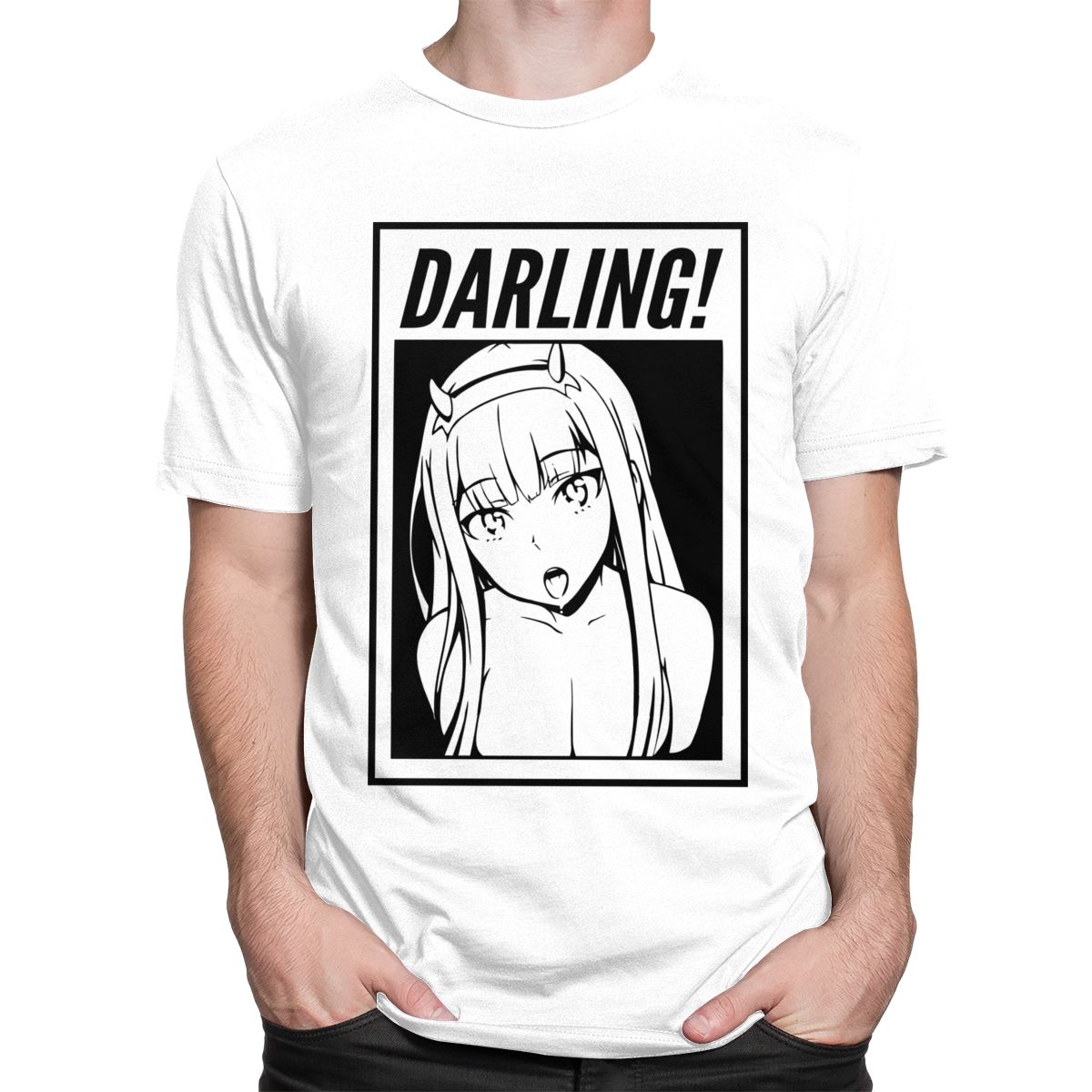 Darling In The Franxx T-Shirt Men 100% Cotton Awesome Tshirt O-neck Short Sleeves zero two Tee Shirt Fitted Anime Apparel Gift - TIKIJTRONICS 0 SPECIFICATIONSStyle: CasualSleeve Style: Short SleeveSleeve Length(cm): ShortSize: US SizePattern Type: PrintOther Service: Dropshipping Without Invoice or MarketingMaterial: CottonHooded: NoFabric Type: BroadclothFabric: 100% CottonColor: Black,White,Grey,Red,Blue,Yellow,Navy,Burgundy,Dark Grey,Army GreenCollar: O-Neck TIKIJTRONICS  (Store description)