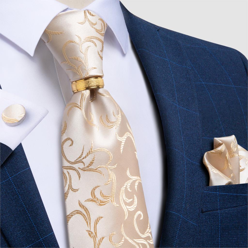 DiBanGu Designer Mens Necktie Striped Floral Paisley Silk Tie Pocket Square Cufflinks Neck Tie Ring Set Suit Wedding Business - Premium 0 from TIKIJTRONICS - Just $6.95! Shop now at TIKIJTRONICS