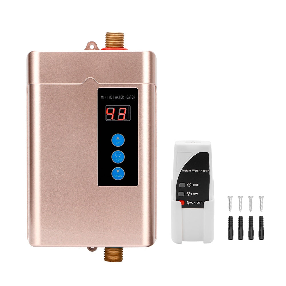 Digital Electric Water Heater Remote Control Instantaneous Tankless Water Heater for Kitchen Bathroom Shower Water Fast Heating - TIKIJTRONICS # 0