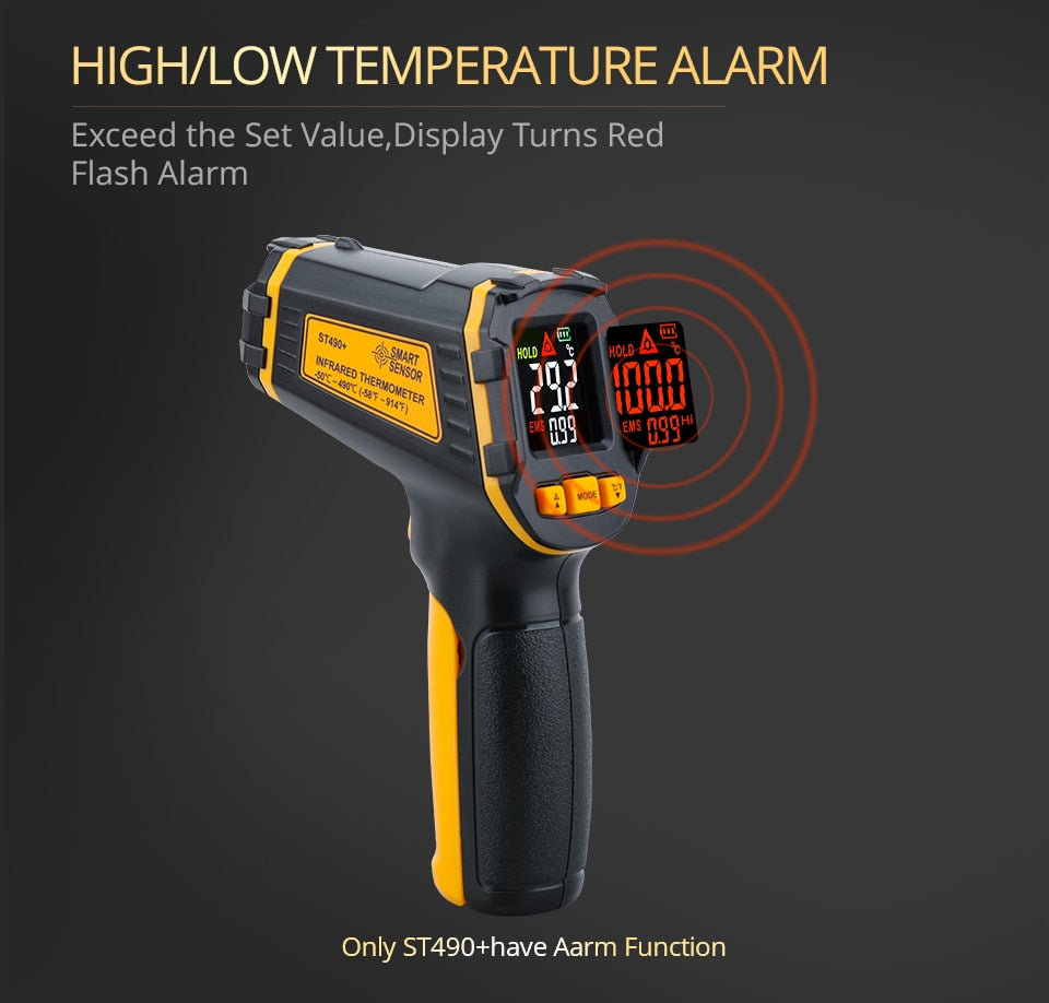 Digital Infrared Thermometer Laser Temperature Meter Non-contact Pyrometer Imager Hygrometer IR Termometro Color LCD Light Alarm - TIKIJTRONICS # 0