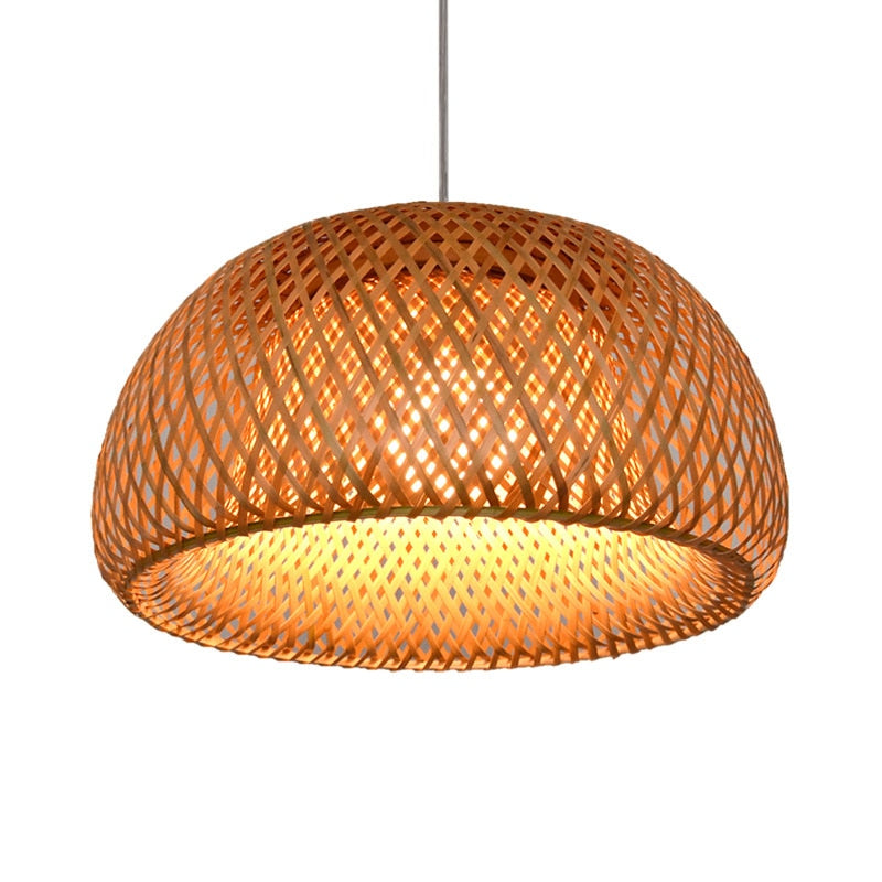 E27 Modern Simple Chandelier Light Rattan Lamp Handmade Bamboo Chandelier Retro Cafe Bar Lounge For Garden Restaurant Bedroom - TIKIJTRONICS # 0