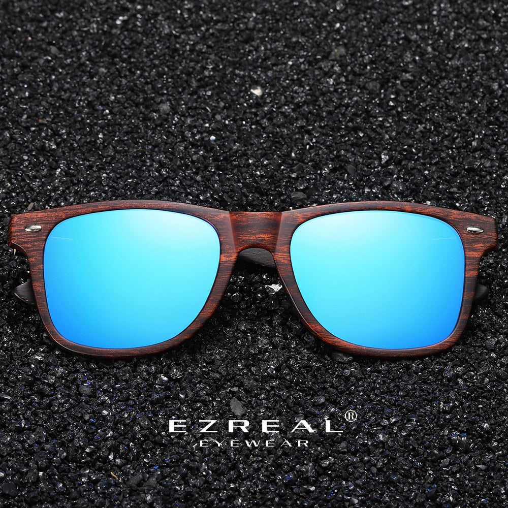 EZREAL Polarized Wood Sunglasses Men Square Frame UV400 Sun glasses Women Sun glasses Male oculos de sol Feminino - TIKIJTRONICS # 0