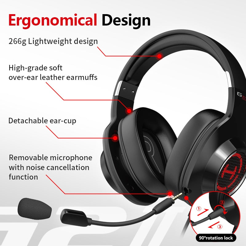 Edifier G2II Gaming Headset Gamer Headphones Wired Headset 50mm driver 7.1 Surround Sound RGB Light Noise Cancelling Microphone - TIKIJTRONICS # 0