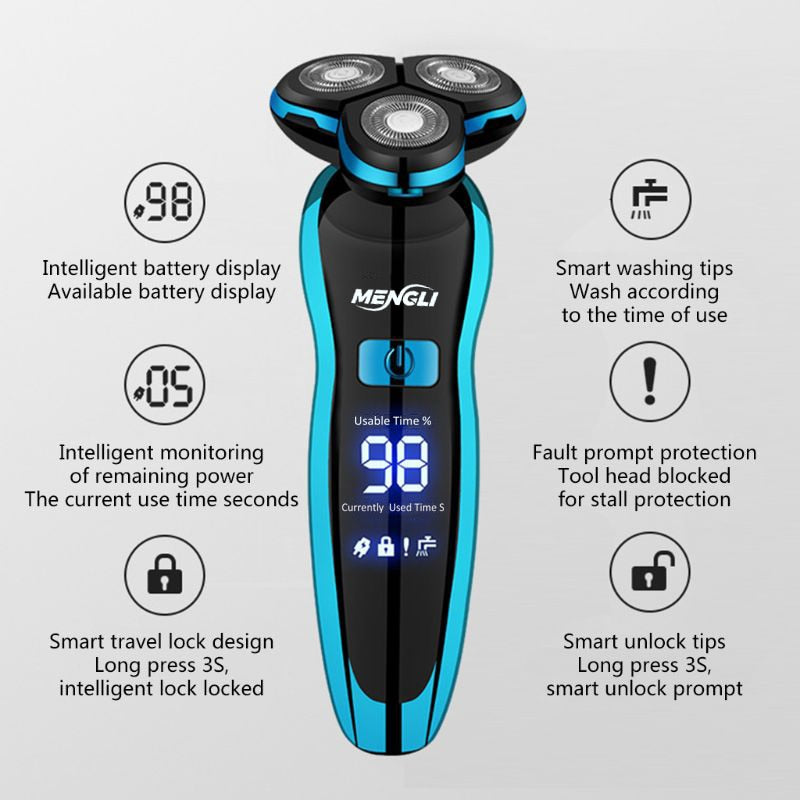 Electric Razor Electric Shaver Hair Cutting Shaving Machine for Men Clipper Beard Trimmer  Rotary Shaver 100% Water Proof - Premium 0 from TIKIJTRONICS - Just $17.15! Shop now at TIKIJTRONICS