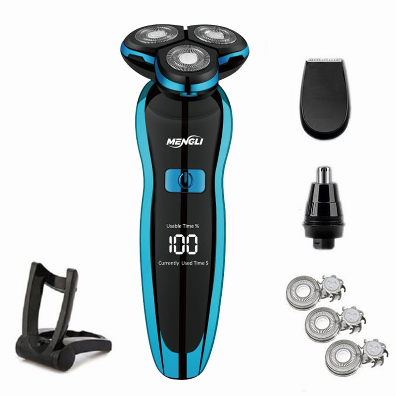 Electric Razor Electric Shaver Hair Cutting Shaving Machine for Men Clipper Beard Trimmer  Rotary Shaver 100% Water Proof - Premium 0 from TIKIJTRONICS - Just $17.15! Shop now at TIKIJTRONICS