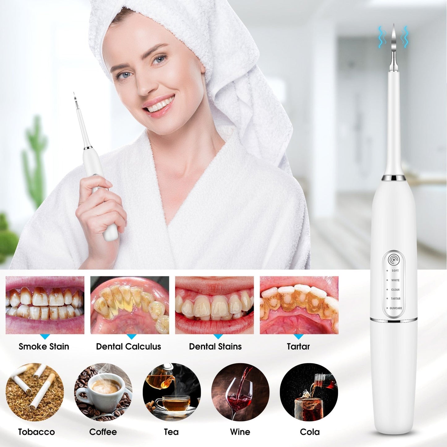 Electric Dental Calculus Remover Dental Cleaning Device Teeth Cleaner Tooth Whitening Irrigator Remove Tartar Scaler Teeth Care - TIKIJTRONICS # 0