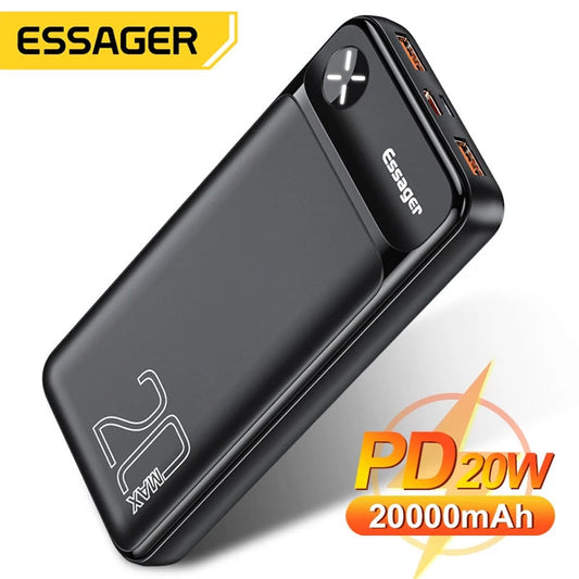 Essager Power Bank 20000mAh External Battery Pack 20000 mAh Powerbank PD 20W Fast Charging Portable Charger For iPhone Poverbank - TIKIJTRONICS # 0