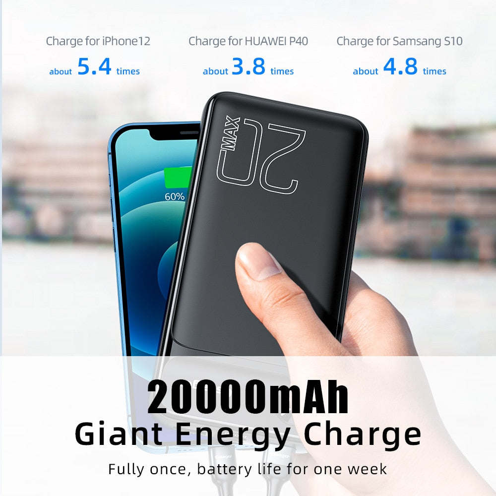 Essager Power Bank 20000mAh External Battery Pack 20000 mAh Powerbank PD 20W Fast Charging Portable Charger For iPhone Poverbank - TIKIJTRONICS # 0