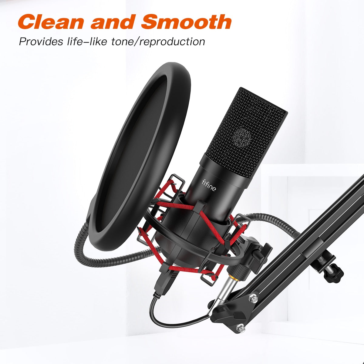 FIFINE USB Gaming Microphone Set with Flexible Arm Stand Pop Filter Plug&Play with PC Laptop Computer Streaming Podcast Mic T732 - Premium 0 from TIKIJTRONICS - Just $51.27! Shop now at TIKIJTRONICS