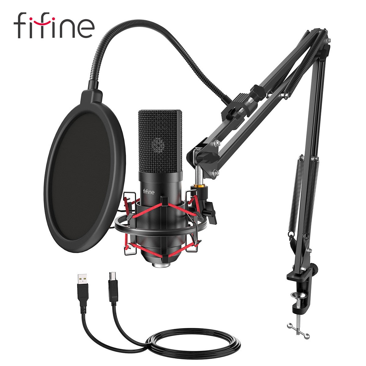 FIFINE USB Gaming Microphone Set with Flexible Arm Stand Pop Filter Plug&Play with PC Laptop Computer Streaming Podcast Mic T732 - Premium 0 from TIKIJTRONICS - Just $51.27! Shop now at TIKIJTRONICS