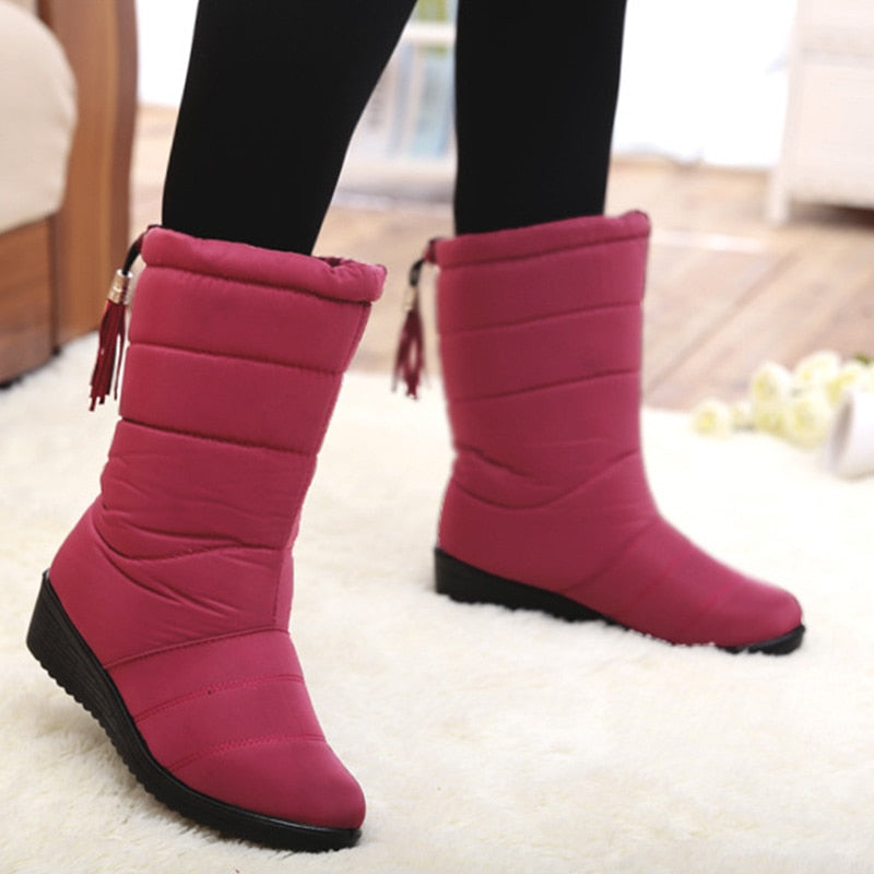 Fashion Women Boots Tassel Winter Boots Female Down Snow Boots Shoes Woman Mid Calf Botas Mujer Warm Winter Shoes Plus Size 44 - TIKIJTRONICS # 0